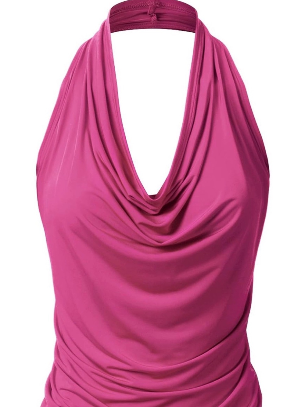 Draped Halter Tank Top in Vibrant Fuchsia